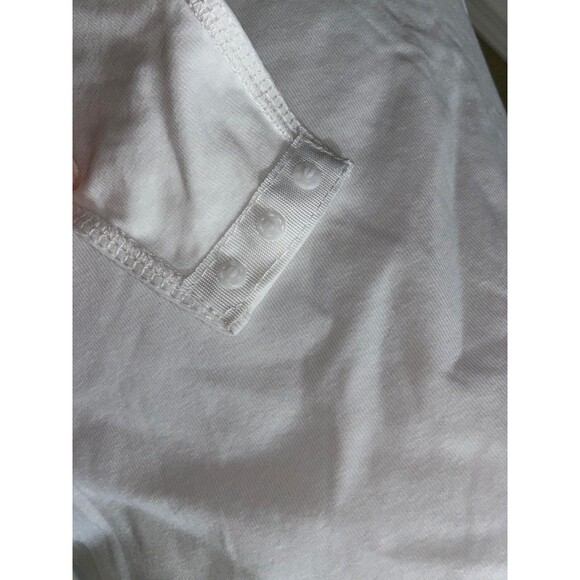 White Square Neck 3/4 Sleeve Snap Closure Bodysuit Women Size L Casual Basic - Picture 5 of 7